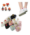 Calcetines Tobilleros de Algodón | Bordados con Corazones y Emojis en Talón | Talla Única 35–40 EU