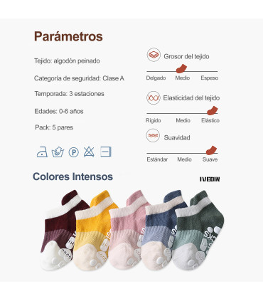 Chaussettes Basses Antidérapantes pour Bébé | Couleurs Amusantes | 0 mois à 5 ans